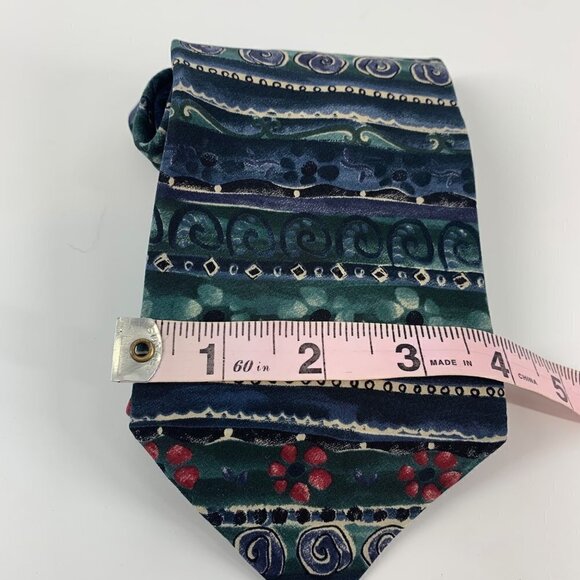 J. Garcia Silk Tie Blue Abstract Multicolor - Picture 5 of 6